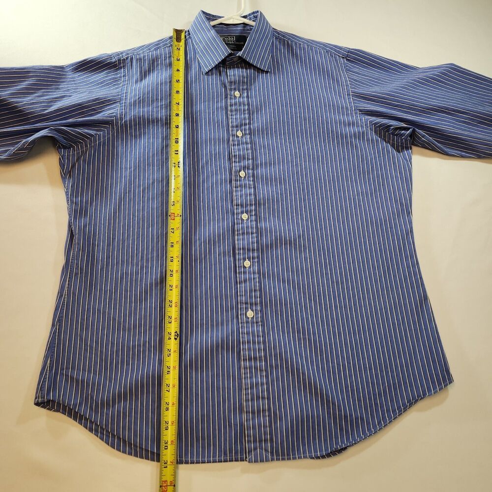 Polo Ralph Lauren Mens Button Shirt Size Large Blue Black White Stripes - Picture 9 of 14